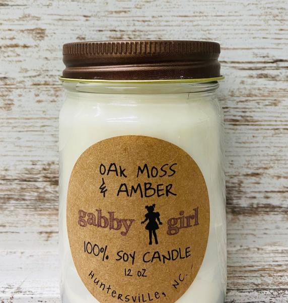 Oak Moss & Amber Scented Soy Candle (12oz Jar) picture