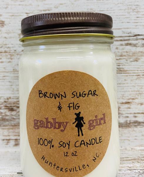 Brown Sugar & Fig Scented Soy Candle (12oz Jar) picture