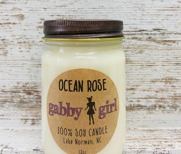 Ocean Rose Scented Soy Candle (12oz Jar)