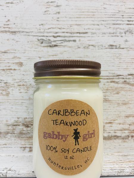 Caribbean Teakwood Scented Soy Candle (12oz Jar)