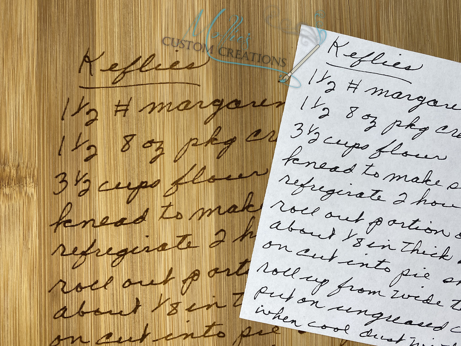 Handwritten Recipe Cutting Board picture
