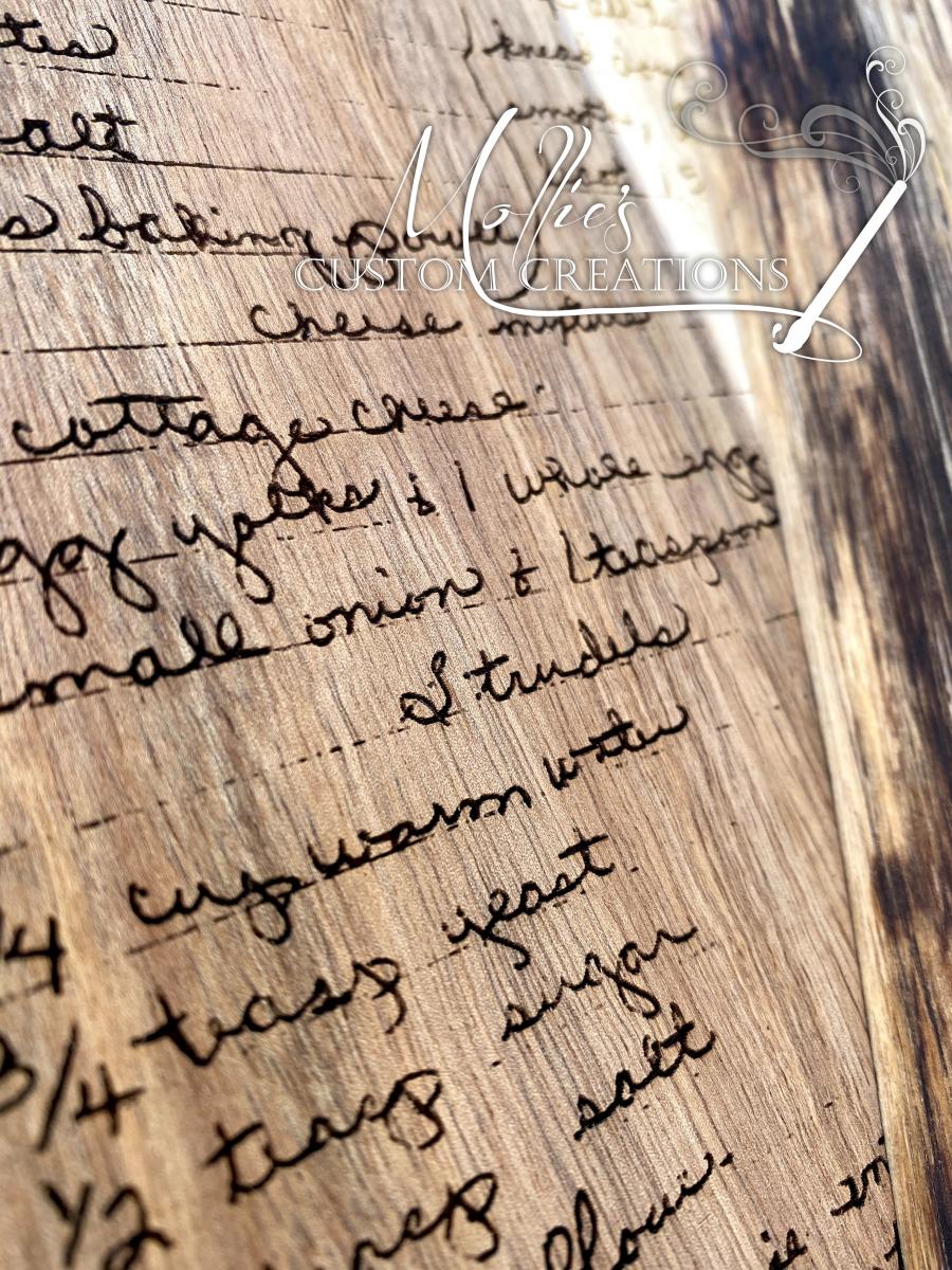 Handwritten Recipe Cutting Board picture