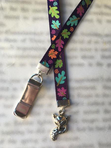 Fox bookmark / Cute Bookmark  - Clips to book cover then mark page with ribbon. Never lose your bookmark!