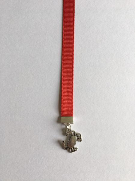 Crab bookmark / Crabbing Bookmark / Cute Bookmark - Attach clip to book cover then mark the page with the ribbon. Never lose your bookmark! picture