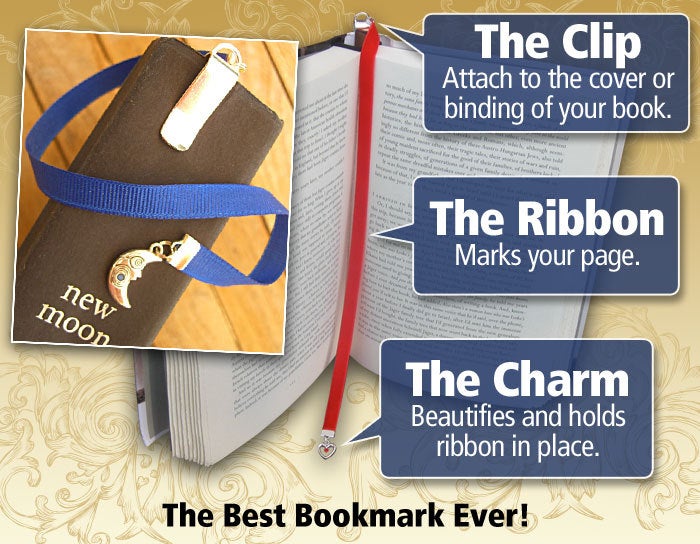 Peacock bookmark / Cute Bookmark / Book Lover gift - Clips to book cover then mark page with ribbon. Never lose your bookmark! picture