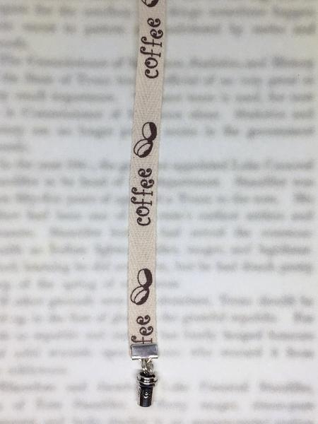 Coffee bookmark / Coffee Lover bookmark  - Attach clip to book cover then mark the page with the ribbon. Never lose your bookmark! picture