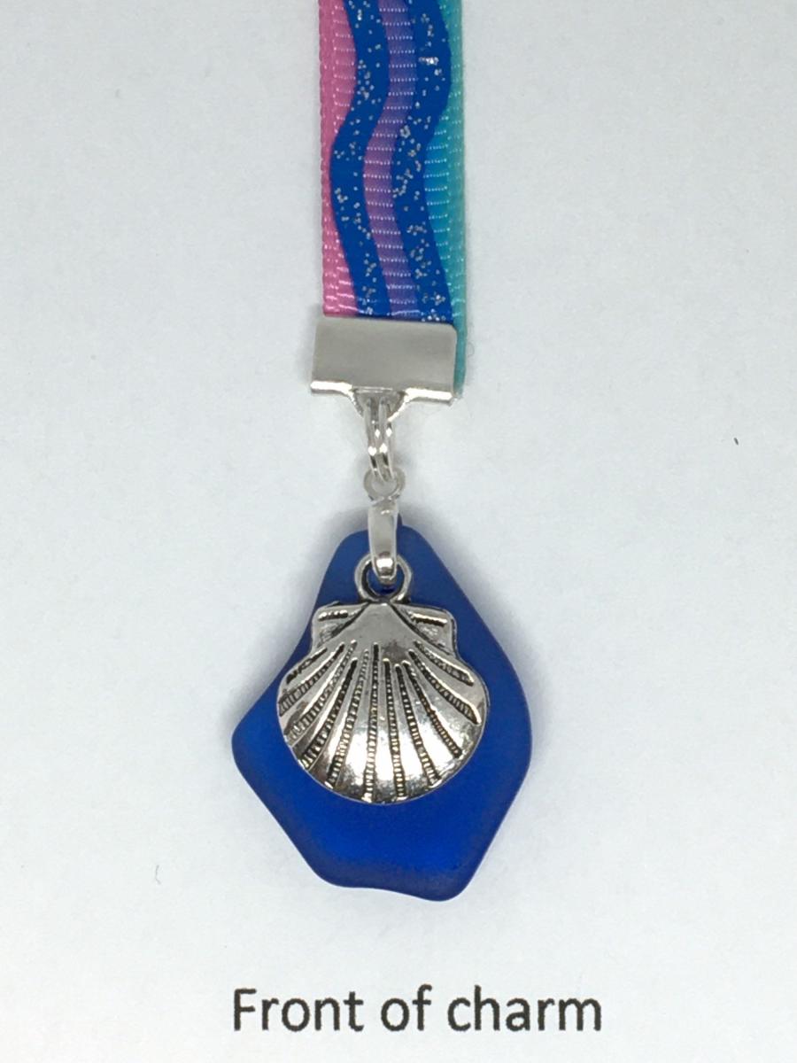Seashell bookmark,  Sea Glass bookmark, Clam Shell, Beach Bookmark -Clips to book cover then mark page with ribbon. Never lose your bookmark picture