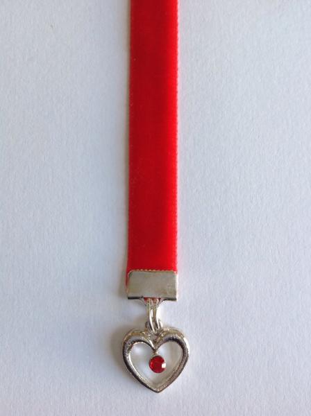 Red Crystal Heart bookmark / Love Bookmark  Attach clip to book cover then mark page with ribbon. Never lose your bookmark! picture