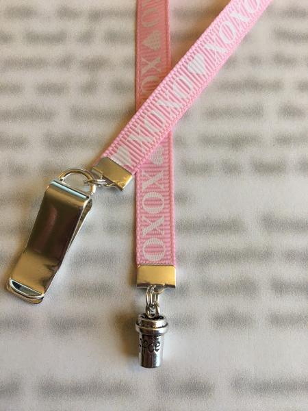 Coffee bookmark / Coffee Lover bookmark  - Attach clip to book cover then mark the page with the ribbon. Never lose your bookmark! picture
