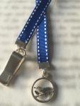 Blue Bird bookmark / BIrd Bookmark / Dove Bookmark - Clip to book cover then mark page with ribbon. Never lose your bookmark!