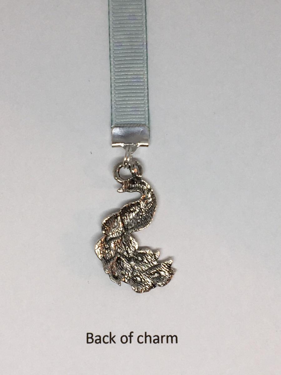 Peacock bookmark / Cute Bookmark / Book Lover gift - Clips to book cover then mark page with ribbon. Never lose your bookmark! picture