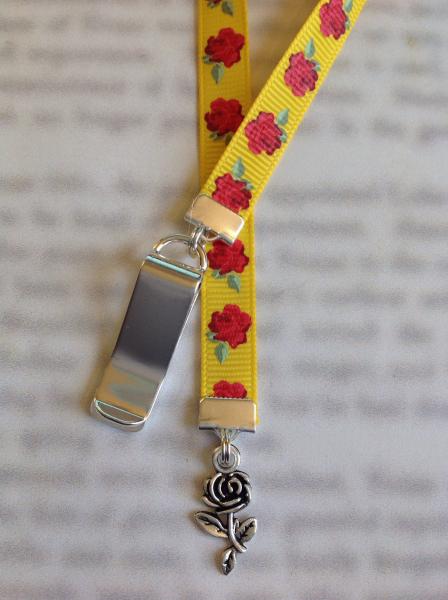 Rose bookmark / Beauty and the Beast bookmark / Belle bookmark  Attach clip to book cover then mark page with the ribbon. picture