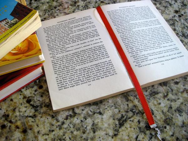 Teapot bookmark / Teacup bookmark  - Attach clip to book cover then mark the page with the ribbon. Never lose your bookmark! picture