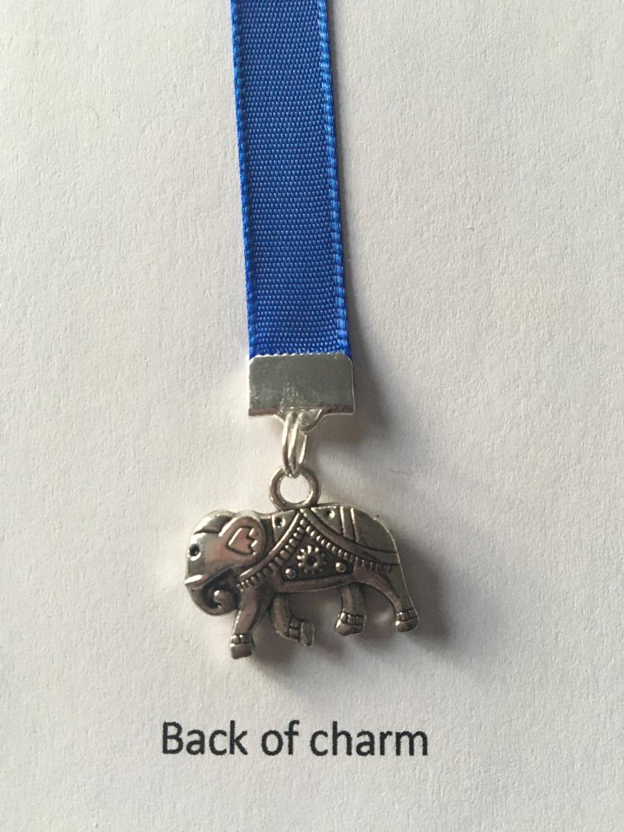 Elephant bookmark / Lucky Elephant Bookmark -Attach clip to book cover then mark page with ribbon. Never lose your bookmark! picture