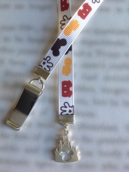 Castle bookmark, Disney Bookmark, Mickey Mouse bookmark, Magic Kingdom - Attach clip to book cover then mark page with the ribbon. picture