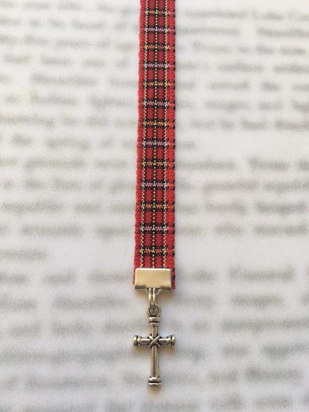 Cross Bookmark, Christian Bookmark, Faith bookmark, Religious bookmark - Clip to book cover then mark page with ribbon picture