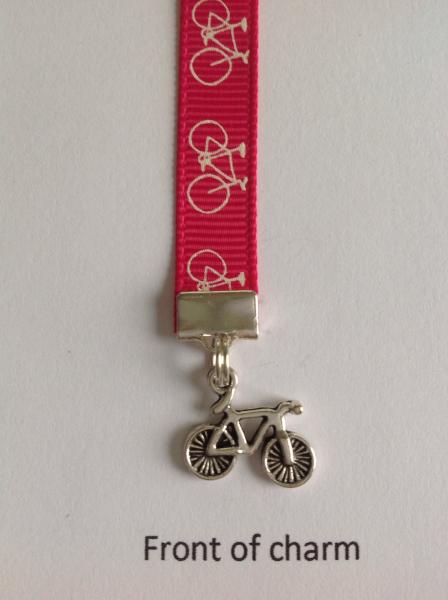 Bicycle bookmark / Bike bookmark / Cyclist bookmark - Attach clip to book cover then mark page with ribbon. picture