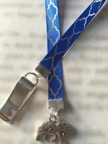 Elephant bookmark / Lucky Elephant Bookmark -Attach clip to book cover then mark page with ribbon. Never lose your bookmark!