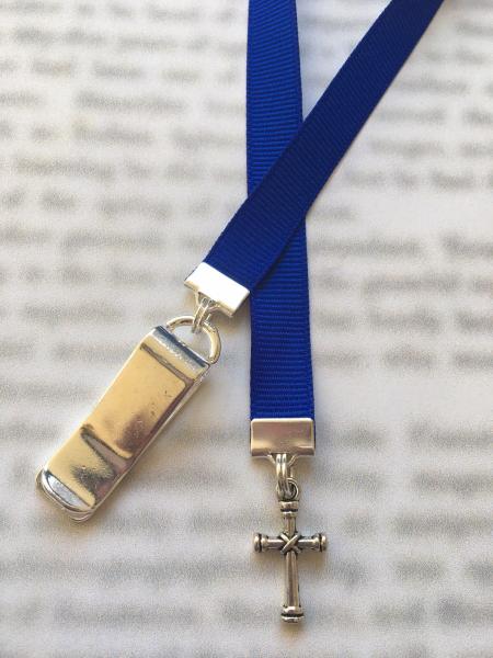 Cross Bookmark, Christian Bookmark, Faith bookmark, Religious bookmark, Bible Bookmark - Clip to book cover then mark page with ribbon