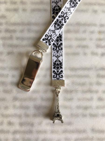 Eiffel Tower Bookmark / Paris / French Bookmark  Attach to book cover then mark page with ribbon. Never lose your bookmark!