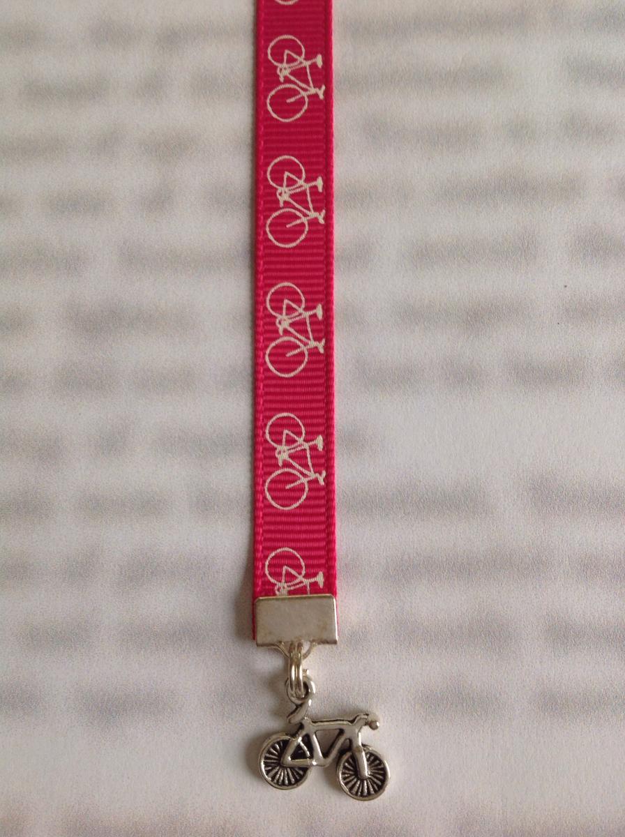Bicycle bookmark / Bike bookmark / Cyclist bookmark - Attach clip to book cover then mark page with ribbon. picture
