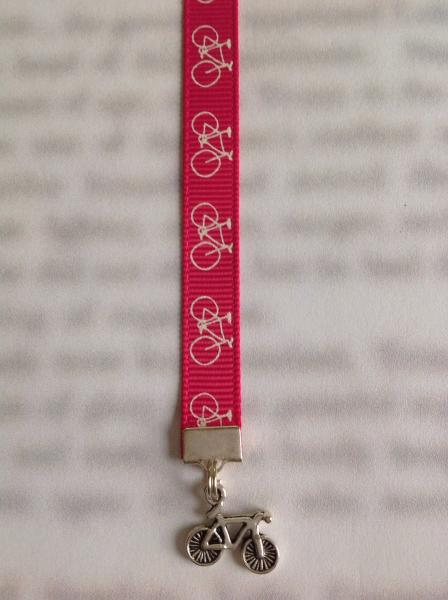 Bicycle bookmark / Bike bookmark / Cyclist bookmark - Attach clip to book cover then mark page with ribbon. picture