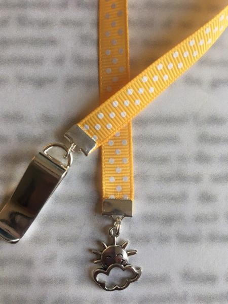 Sun & Cloud Bookmark / Sun Face Bookmark  Attach clip to book cover then mark page with the ribbon. Never lose your bookmark! picture