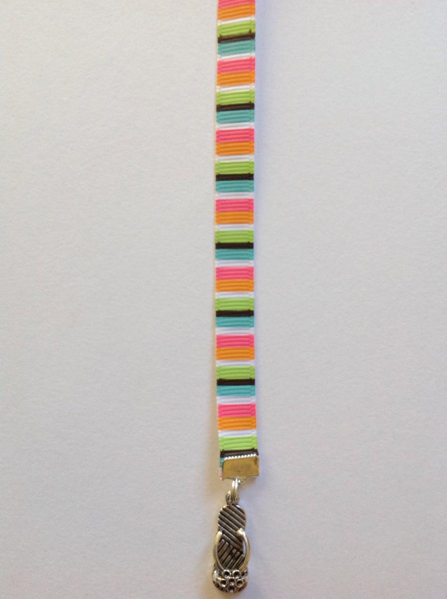 Flip Flop bookmark / Cute Bookmark  - Clip to book cover then mark page with ribbon. Never lose your bookmark! picture