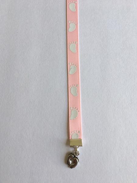 Baby Feet  / Baby Girl Bookmark / Baby Boy Bookmark / Gender Reveal  - Clip to book cover then mark page with ribbon picture