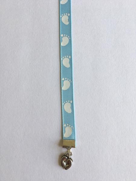 Baby Feet  / Baby Girl Bookmark / Baby Boy Bookmark / Gender Reveal  - Clip to book cover then mark page with ribbon picture