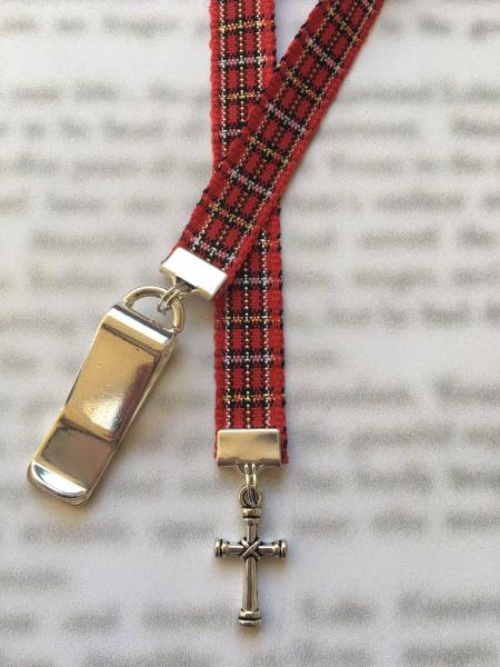 Cross Bookmark, Christian Bookmark, Faith bookmark, Religious bookmark - Clip to book cover then mark page with ribbon picture