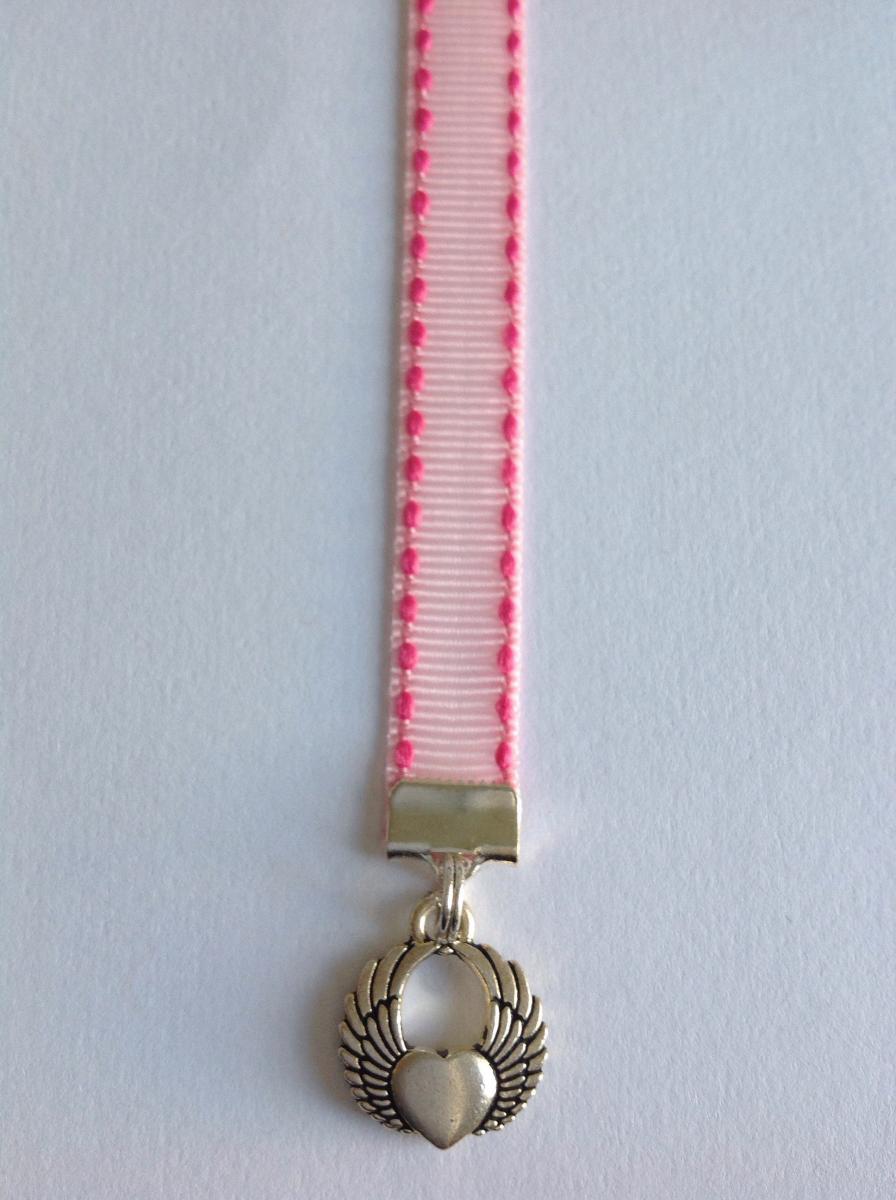 Angel Wings bookmark / Angel Bookmark / Guardian  - Clip to book cover then mark page with ribbon. Never lose your bookmark! picture