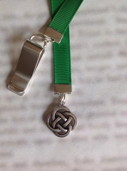 Celtic Knot bookmark / Irish Bookmark  - Clip to book cover then mark page with ribbon. Never lose your bookmark! picture