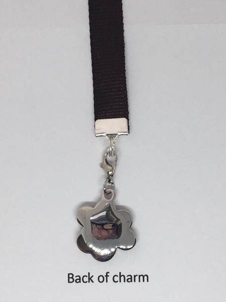 Dog Bookmark / Dog Lover Bookmark / Exquisite Swarovski Crystal Unique Gift -Attach clip to book cover then mark page with ribbon & charm picture