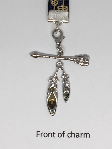 Arrow with Feather Bookmark / Exquisite Swarovski Crystal Unique Gift - Attach clip to book cover then mark page with ribbon & charm picture