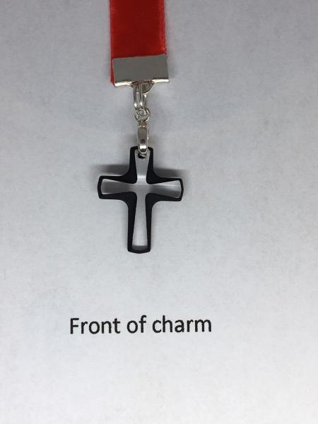 Cosmojet Crystal Cross bookmark  Attach clip to book cover then mark your page with the ribbon. Never lose your bookmark! picture