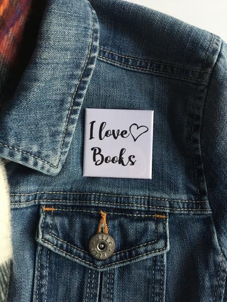 I Love Books Button / I Love Books Pin / Cute Book Lover Pin / Pinback Button picture