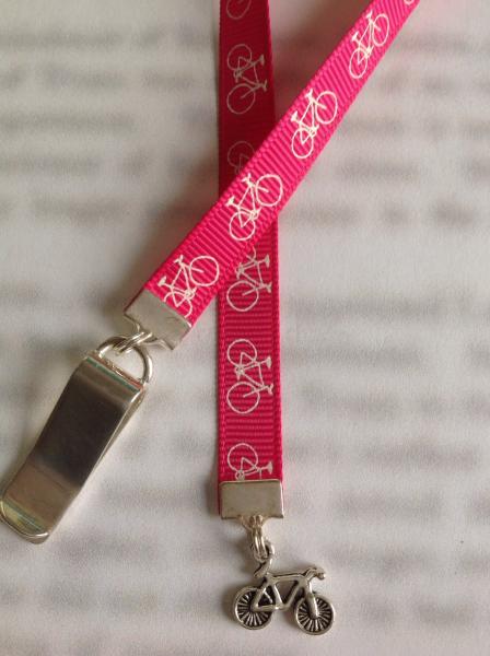 Bicycle bookmark / Bike bookmark / Cyclist bookmark - Attach clip to book cover then mark page with ribbon. picture