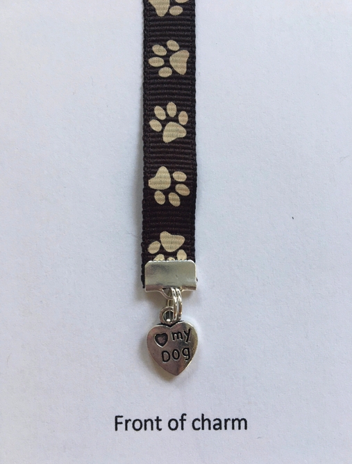 Dog Bookmark / Paw Print Bookmark / Dog Lover Bookmark  Clip to book cover then mark page with ribbon Never lose the bookmark picture