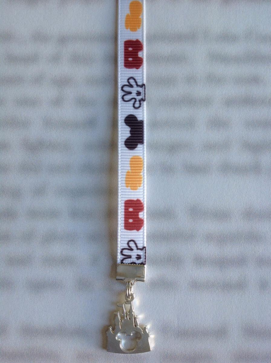 Castle bookmark, Disney Bookmark, Mickey Mouse bookmark, Magic Kingdom - Attach clip to book cover then mark page with the ribbon. picture