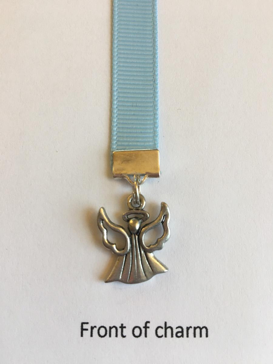 Angel bookmark / Christian bookmark - Attach clip to book cover then mark the page with the ribbon. Never lose your bookmark! picture