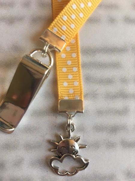 Sun & Cloud Bookmark / Sun Face Bookmark  Attach clip to book cover then mark page with the ribbon. Never lose your bookmark! picture