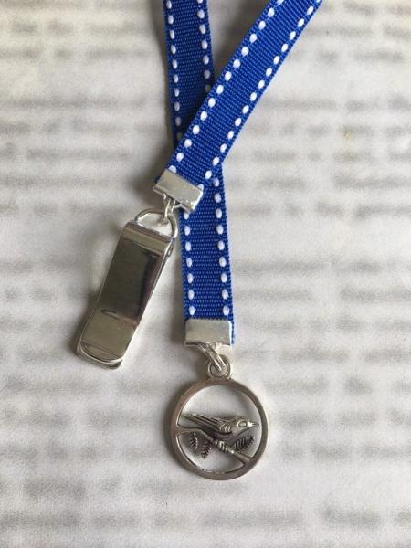 Bird bookmark / Bird on Branch / Dove Bookmark  - Clip to book cover then mark page with ribbon. Never lose your bookmark!