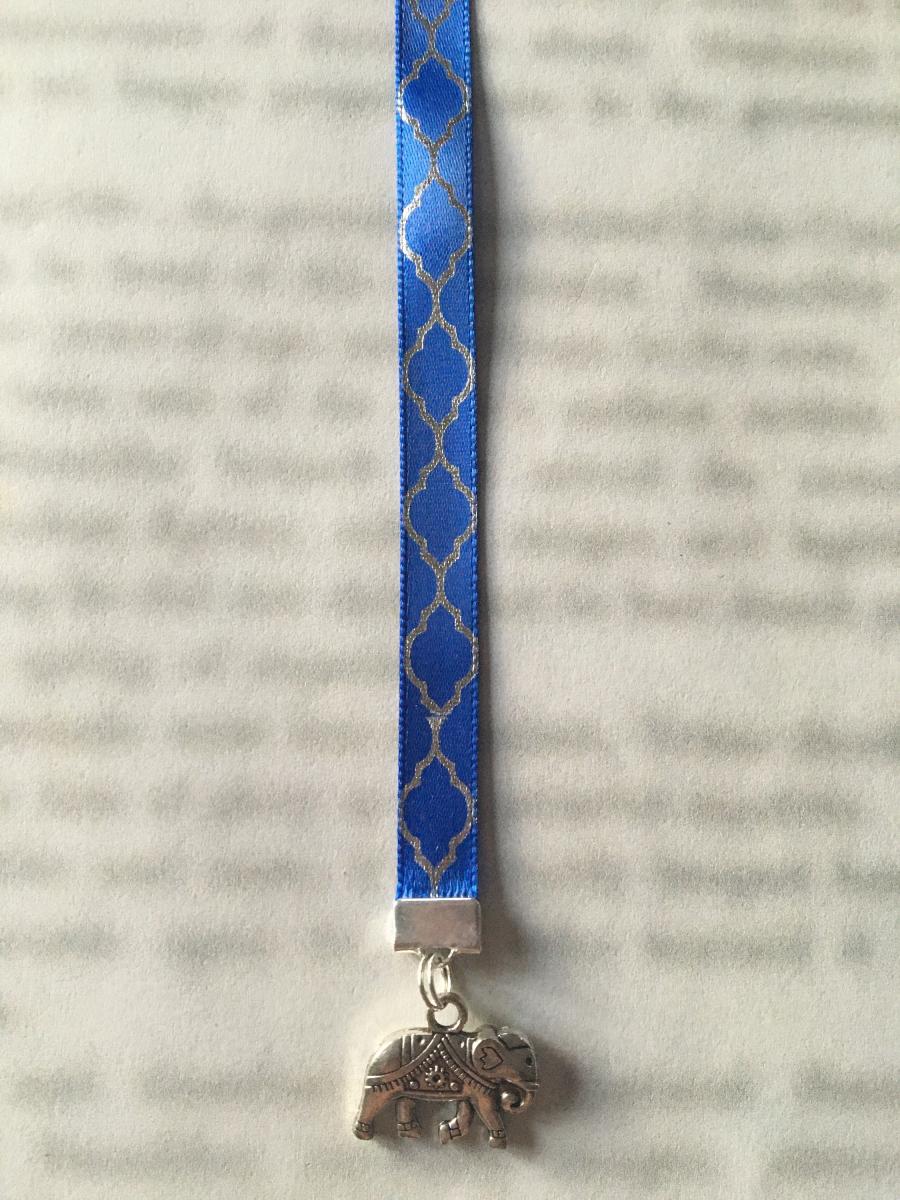 Elephant bookmark / Lucky Elephant Bookmark -Attach clip to book cover then mark page with ribbon. Never lose your bookmark! picture