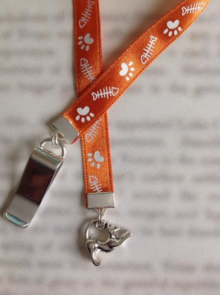 Cat Bookmark / Kitten / Cat Lover bookmark  - Clip to book cover then mark page with ribbon. Never lose your cute bookmark! picture