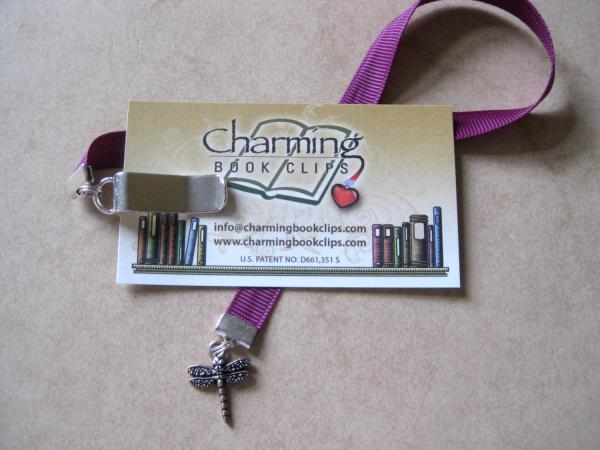 Dragonfly bookmark / Cute Bookmark  - Attach clip to book cover then mark page with ribbon. Never lose your bookmark! picture