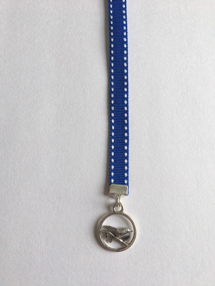 Bird bookmark / Bird on Branch / Dove Bookmark  - Clip to book cover then mark page with ribbon. Never lose your bookmark! picture
