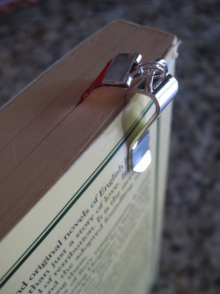 Elephant bookmark / Lucky Elephant Bookmark -Attach clip to book cover then mark page with ribbon. Never lose your bookmark! picture