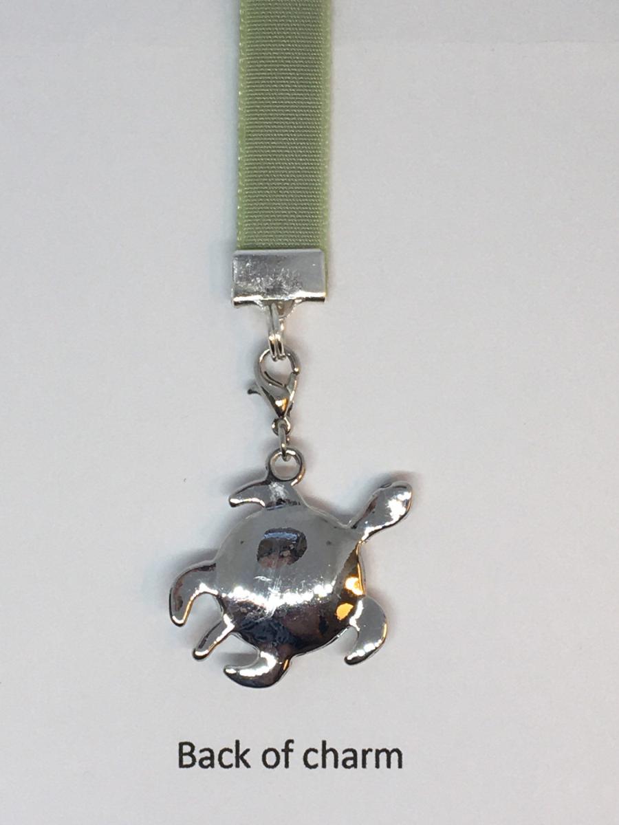Turtle Bookmark / Exquisite Swarovski Crystal Unique Gift /Tortoise Bookmark- Attach clip to book cover then mark page with ribbon & charm picture