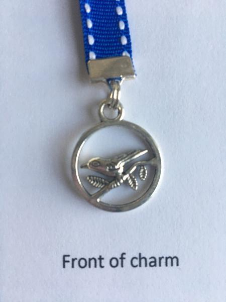 Blue Bird bookmark / BIrd Bookmark / Dove Bookmark - Clip to book cover then mark page with ribbon. Never lose your bookmark! picture